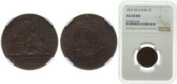 World Coins - Belgium Kingdom 1864 2 Centimes - Léopold I Copper Brussels Mint (16839612) 4g NGC AU 58 BN KM 4.2 LA BFM-8 LA BFM-9