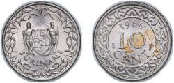 World Coins - Suriname Dutch colony 1966 10 Cents Copper-nickel (2500000) 2g UNC KM 13 Schön 3 Scholt I 1300-1304 CNO 77.5-6