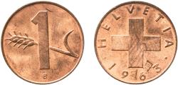 World Coins - Switzerland Federal State 1963 B 1 Rappen (wheat spike) Bronze (95% copper, 4% tin, 1% zinc) Bern Mint (15920000) 1.51g UNC  HMZ 2 1216 Divo/Tob19 328 KM 46 Schön 41 Y 54