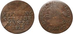 World Coins - Germany Duchy of Brunswick German states 1819 1 Pfenning - George IV Copper Brunswick / Braunschweig Mint 1.85g F  AKS 43 Jaeg 8 HB 212 KM 1069