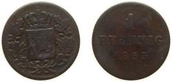 World Coins - Germany Kingdom of Bavaria German states 1853 1 Pfennig - Maximillian II Copper (1950000) 1.2g VF KM 797 AKS 94 AKS 160