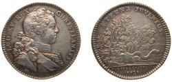 World Coins - France Kingdom 1725 Jeton - Louis XV (Parties Revenus Casuels Jeunesse éternelle) Silver 7.8g XF