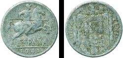 World Coins - Spain Nationalist Government 1941 10 Centimos - Iberian rider Aluminium (97.5% aluminium, 2.5% copper) Royal Mint of Spain 1.81g VF  KM 766 Schön 24