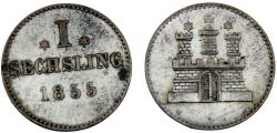 World Coins - Germany States Free Hanseatic city of Hamburg 1855 1 Sechsling