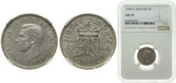 World Coins - Great Britain United Kingdom 1944 6 Pence - George VI (1st coinage) Silver (.500) Royal Mint (Tower Hill) (37952600) 2.83g NGC AU 55 KM 852 Sp 4084