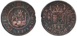 World Coins - Spain Kingdom 1720 B 4 Maravedis - Philip V (Barcelona) Copper Casa de la Moneda de Barcelona, La Seca 7.46g VF KM 303 Cal 1938