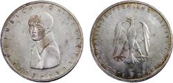 World Coins - Germany Federal republic 1977 G 5 Deutsche Mark 200th Anniversary of the Birth of Heinrich von Kleist
