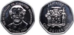 World Coins - Jamaica British colony 2003 1 Dollar (Heptagonal) Nickel plated steel Royal Mint 2.9g UNC KM 164 Schön 128