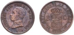 World Coins - Spain Kingdom 1912 *12 PCV 2 Centimos - Alfonso XIII (5th portrait) Bronze (95% copper, 4% tin, 1% zinc) (5216000) 2.16g XF  KM 732 Cal 73