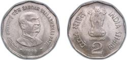 World Coins - India Republic 1996 ♦ 2 Rupees (Sardar Vallabhbhai Patel) Copper-nickel Mumbai / Bombay Mint 5.83g UNC KM 129 KM 129.1 KM 129.2 KM 129.3 KM 129.4 KM 129.5