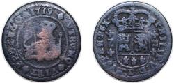World Coins - Spain Kingdom 1719 Z 2 Maravedis - Felipe V Copper Zaragoza Mint 4.2g VF KM 302.2