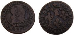 World Coins - France feudal States Principality of Sedan Frédéric Maurice de La Tour d'Auvergne 1632 Double Tournois 3.2g