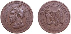 World Coins - France Second Empire 1870 Satirical Token - Napoleon III (Defeat of Sedan) Bronze 13.5g AU