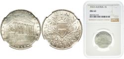 World Coins - Austria First Republic 1924 1 Schilling Silver (.800) Vienna Mint (11086000) 7g NGC MS 63  KM 2835 Schön A44