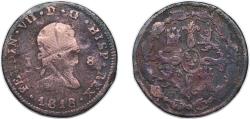 World Coins - Spain Kingdom 1818 J 8 Maravedis - Fernando VII (2nd portrait) Copper Jubia Mint 8.8g VF KM 491