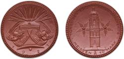 World Coins - Germany City of Meißen Weimar Republic 1921 10 Mark - Meissen Porcelain (brown) 13.5g UNC Scheuch 379a
