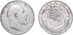 World Coins - Great Britain Kingdom 1908 ½ Crown - Edward VII Silver (.925) (1758800) 14g VF KM 802 Sp 3980