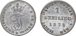 World Coins - Germany Grand duchy of Mecklenburg-Schwerin German states 1828 1 Dreiling - Frederick Francis I Silver (.125) (684427) 0.5g VF KM 267