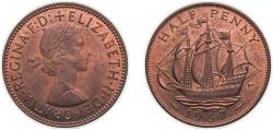 World Coins - Great Britain United Kingdom 1967 ½ Penny - Elizabeth II (1st portrait; without 'BRITT:OMN') Bronze (146490400) 5.67g AU KM 896 Sp 4158