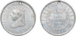 World Coins - Great Britain United Kingdom 1887 Medal - Victoria (Jubilee) 16.2g AU Holed