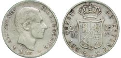 World Coins - Philippines Spanish colony 1883 20 Centavos - Alfonso XII Silver (.835) Manila Mint (1972000) 5.1g VF KM 149