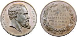 World Coins - Germany Second Empire 1876 Medal the 70th birthday of the German writer Heinrich Laube, 49mm