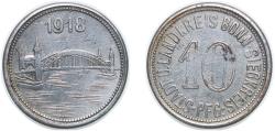 World Coins - Germany Districts of Bonn and Siegkreis 1918 10 Pfennig - Bonn-Siegkreis Iron 2.9g XF Funck 52.4 Men05 3224.2 Men18 4139.2