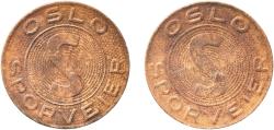 World Coins - Norway Kingdom ND Token - Oslo Sporveier (Oslo, Norway) Copper Oslo 2.17g AU  Øverland 21.6