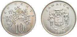 World Coins - Jamaica Commonwealth 1970 10 Cents (Wide legend; non-magnetic) Copper-nickel (75% Copper, 25% Nickel) The Franklin Mint 5.66g BU KM 47