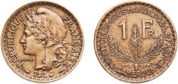 World Coins - Cameroon French colony 1926 1 Franc Aluminium bronze Paris Mint (11928078) 5.18g AU Lec 8