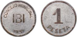 World Coins - Ibi, Municipality of 1937 1 Peseta (Ibi) Nickel silver (10000) 5.93g XF KM 2 TurróPV 833