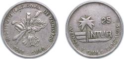 World Coins - Cuba Second Republic 1989 25 Centavos (INTUR) Copper-nickel 6.25g XF KM 418 JMA MC13 JMA MC14