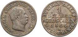 World Coins - Germany Kingdom of Prussia 1864 A 1 Silbergroschen - William I Billon (.220 silver) Berlin Mint 2.04g XF  AKS 103 Olding FR 415, 418, 421 Jaeg 9 Pr 89 KM 485 Neum Pruss/Kön 14