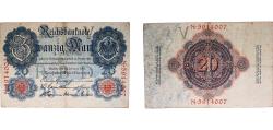 World Coins - Germany German states 1914 20 Mark (Reichsbanknote) Paper VF