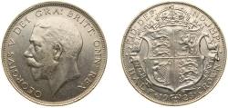 World Coins - Great Britain United Kingdom 1923 ½ Crown - George V (2nd type) Silver (.500) (26308500) 14.14g XF KM 818.1a KM 818.2 Sp 4021