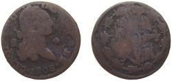 World Coins - Spain Kingdom 1808 4 Maravedis - Carlos IV Copper Segovia Mint 4.8g VF KM 427 Cal 1500