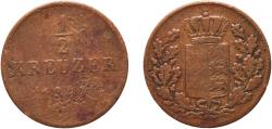World Coins - Germany Kingdom of Württemberg German states 1844 ½ Kreuzer - Wilhelm I Copper Staatliche Münze Baden-Württemberg Mint (301554) 1.82g F  AKS 115 KR 105 Jaeg 1 Wu 65 KM 585 Kahnt/S