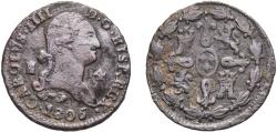 World Coins - Spain Kingdom 1806 4 Maravedis - Carlos IV Copper Segovia Mint 4.91g VF Cal 1518 Aureo 60