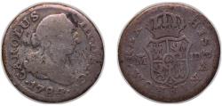 World Coins - Spain Kingdom 1784 M DV ½ Real - Carlos III (portrait) Silver (.813) Madrid Mint 1.5g VF KM410.1