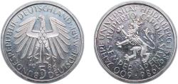 World Coins - Germany Federal Republic of Germany 1986 D 5 Deutsche Mark (Universität Heidelberg) Copper-nickel clad nickel Munich Mint (8000000) 10g PF KM 164 J 439 Schön 163
