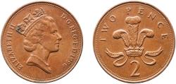 World Coins - Great Britain Kingdom 1996 2 Pence - Elizabeth II (3rd portrait; magnetic) Copper plated steel Royal Mint (296278000) 7.17g AU  KM 936a Sp C4