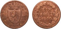 World Coins - Germany Duchy of Nassau German states 1830 1 Kreuzer - William Copper Wiesbaden Mint (265300) 3.16g F Isenbeck 130