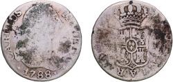 World Coins - Spain Kingdom 1788 MM 2 Reales - Carlos III (2nd type) Silver (.813) Madrid Mint 5.32g F KM 412.1 Cal 1322