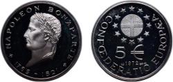 World Coins - Belgium 1972 5 ECU - Paneuropean Union (Napoleon Bonaparte) Silver (10000) 19.9g PF X 172