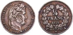 World Coins - France Kingdom Louis-Philippe I 1835 A 1/4 Franc 1.25g
