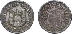 World Coins - Mexico Spanish colony 1737 MF ½ Real - Felipe V Silver (.917) Mexico City Mint 1.64g XF KM 65