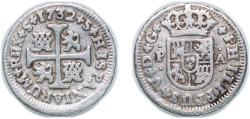 World Coins - Spain Kingdom 1732 S PA ½ Real - Felipe V (2nd type) Silver (.833) Seville Mint 1.5g VF  KM 350 Cal 1795