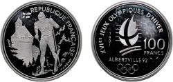 World Coins - France Fifth Republic 1991 100 Francs (Cross-country Skiing) Silver (.900) (300000) 22.29g PF KM 994