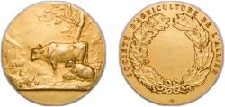 World Coins - France Republic ND Medal - Société D'agriculture De l'Allier Golded bronze 61.48g UNC