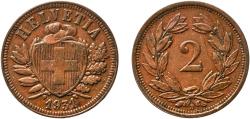 World Coins - Switzerland Federal State 1931 B 2 Rappen (Wreath; bronze; light type) Bronze (95% copper, 4% tin, 1% zinc) Bern Mint (1288000) 2.96g XF  HMZ 2 1213 Divo/Tob19 323 KM 4 Schön 16 Y
